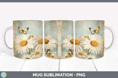 Vintage Daisy Flowers Mug Wrap | Sublimation Coffee Cup Desi Product Image 3