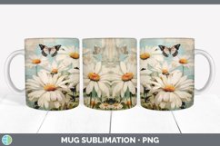 Vintage Daisy Flowers Mug Wrap | Sublimation Coffee Cup Desi Product Image 4