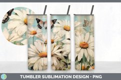 Vintage Daisy Flowers Tumbler | Sublimation 20 oz Skinny Tum Product Image 4