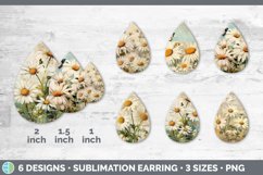 Vintage Daisy Flowers Teardrop Earrings | Sublimation Earrin Product Image 2