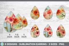 Vintage Gerbera Daisy Flowers Teardrop Earrings | Sublimatio Product Image 2