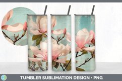 Vintage Magnolia Flowers Tumbler | Sublimation 20 oz Skinny Product Image 2