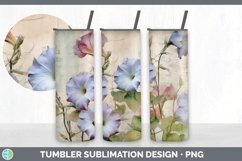 Vintage Morning Glory Flowers Tumbler | Sublimation 20 oz Sk Product Image 5