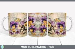 Vintage Pansy Flowers Mug Wrap | Sublimation Coffee Cup Desi Product Image 1
