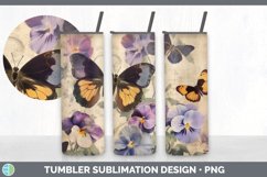 Vintage Pansy Flowers Tumbler | Sublimation 20 oz Skinny Tum Product Image 2