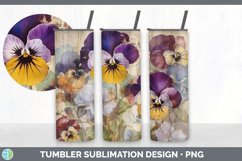 Vintage Pansy Flowers Tumbler | Sublimation 20 oz Skinny Tum Product Image 3