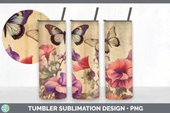 Vintage Petunia Flowers Tumbler | Sublimation 20 oz Skinny T Product Image 3