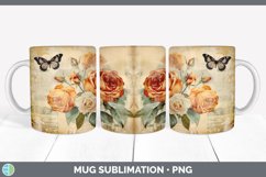 Vintage Rose Flowers Mug Wrap | Sublimation Coffee Cup Desig Product Image 2