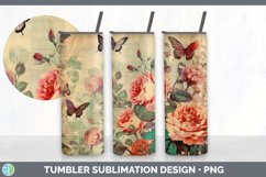Vintage Rose Flowers Tumbler | Sublimation 20 oz Skinny Tumb Product Image 2