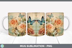 Vintage Rose Flowers Mug Wrap | Sublimation Coffee Cup Desig Product Image 4