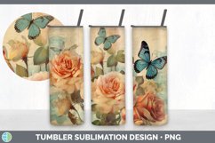 Vintage Rose Flowers Tumbler | Sublimation 20 oz Skinny Tumb Product Image 3