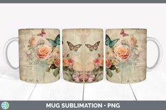 Vintage Rose Flowers Mug Wrap | Sublimation Coffee Cup Desig Product Image 5