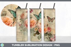 Vintage Rose Flowers Tumbler | Sublimation 20 oz Skinny Tumb Product Image 4