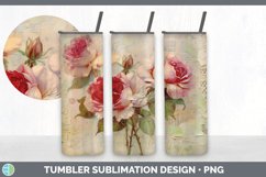 Vintage Rose Flowers Tumbler | Sublimation 20 oz Skinny Tumb Product Image 5