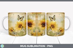 Vintage Sunflower Flowers Mug Wrap | Sublimation Coffee Cup Product Image 2