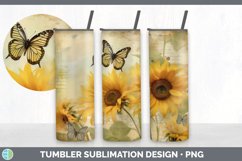 Vintage Sunflower Flowers Tumbler | Sublimation 20 oz Skinny Product Image 2