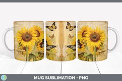 Vintage Sunflower Flowers Mug Wrap | Sublimation Coffee Cup Product Image 4