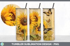 Vintage Sunflower Flowers Tumbler | Sublimation 20 oz Skinny Product Image 4