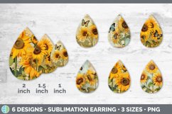 Vintage Sunflower Flowers Teardrop Earrings | Sublimation Ea Product Image 2