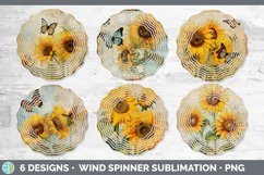 Vintage Sunflower Flowers Wind Spinner | Sublimation Spinner Product Image 2