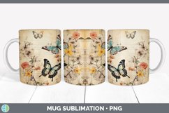 Vintage Acacia Flowers Mug Wrap | Sublimation Coffee Cup Des Product Image 2