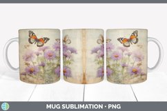 Vintage Aster Flowers Mug Wrap | Sublimation Coffee Cup Desi Product Image 2