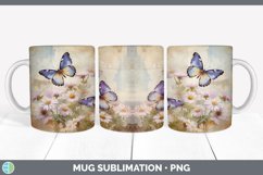 Vintage Aster Flowers Mug Wrap | Sublimation Coffee Cup Desi Product Image 3