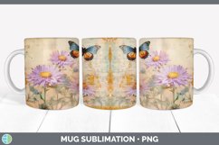 Vintage Aster Flowers Mug Wrap | Sublimation Coffee Cup Desi Product Image 5