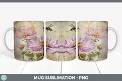 Vintage Aster Flowers Mug Wrap | Sublimation Coffee Cup Desi Product Image 6