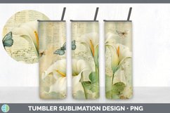 Vintage Calla Lily Flowers Tumbler | Sublimation 20 oz Skinn Product Image 2