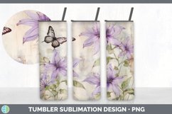 Vintage Clematis Flowers Tumbler | Sublimation 20 oz Skinny Product Image 2