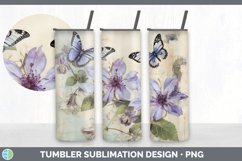 Vintage Clematis Flowers Tumbler | Sublimation 20 oz Skinny Product Image 3