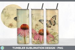 Vintage Coneflower Flowers Tumbler | Sublimation 20 oz Skinn Product Image 2