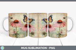 Vintage Coneflower Flowers Mug Wrap | Sublimation Coffee Cup Product Image 2