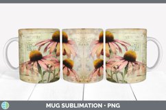 Vintage Coneflower Flowers Mug Wrap | Sublimation Coffee Cup Product Image 5