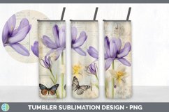 Vintage Crocus Flowers Tumbler | Sublimation 20 oz Skinny Tu Product Image 2