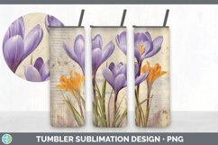 Vintage Crocus Flowers Tumbler | Sublimation 20 oz Skinny Tu Product Image 3