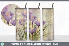 Vintage Crocus Flowers Tumbler | Sublimation 20 oz Skinny Tu Product Image 5
