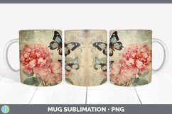 Vintage Peony Flowers Mug Wrap | Sublimation Coffee Cup Desi Product Image 1