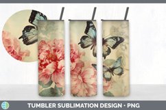 Vintage Peony Flowers Tumbler | Sublimation 20 oz Skinny Tum Product Image 2
