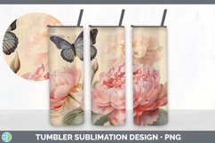 Vintage Peony Flowers Tumbler | Sublimation 20 oz Skinny Tum Product Image 3