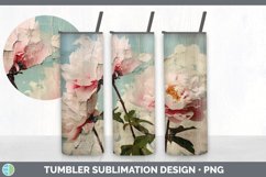Vintage Peony Flowers Tumbler | Sublimation 20 oz Skinny Tum Product Image 5