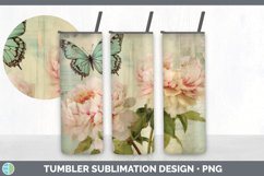 Vintage Peony Flowers Tumbler | Sublimation 20 oz Skinny Tum Product Image 7