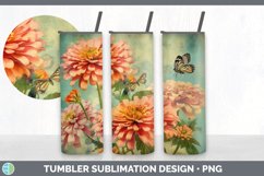 Vintage Zinnia Flowers Tumbler | Sublimation 20 oz Skinny Tu Product Image 2