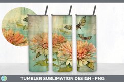 Vintage Zinnia Flowers Tumbler | Sublimation 20 oz Skinny Tu Product Image 3
