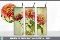 Vintage Zinnia Flowers Tumbler | Sublimation 20 oz Skinny Tu Product Image 4