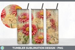Vintage Zinnia Flowers Tumbler | Sublimation 20 oz Skinny Tu Product Image 6