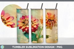 Vintage Zinnia Flowers Tumbler | Sublimation 20 oz Skinny Tu Product Image 7