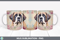 Vintage Saint Bernard Dog Mug Wrap | Sublimation Coffee Cup Product Image 2