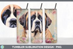 Vintage Saint Bernard Dog Tumbler | Sublimation 20 oz Skinny Product Image 2